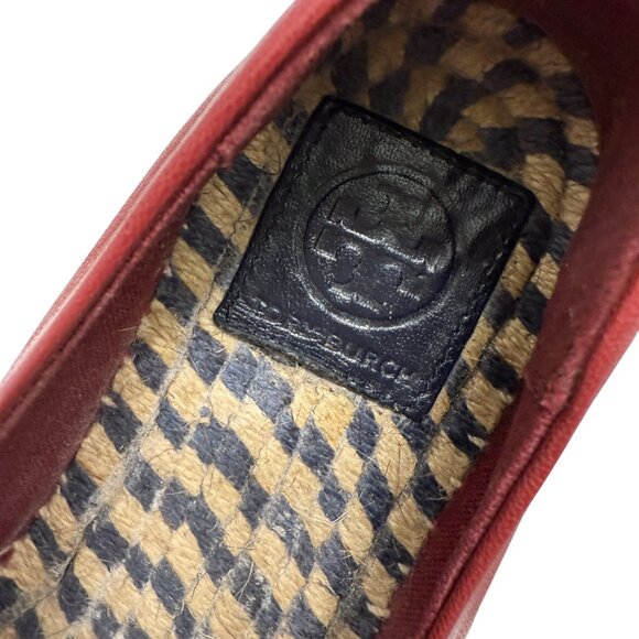 Tory Burch Color block LeatherEspadrille Flat Tuscan Wine Tory Navy Women's sz 7 - Picture 8 of 12